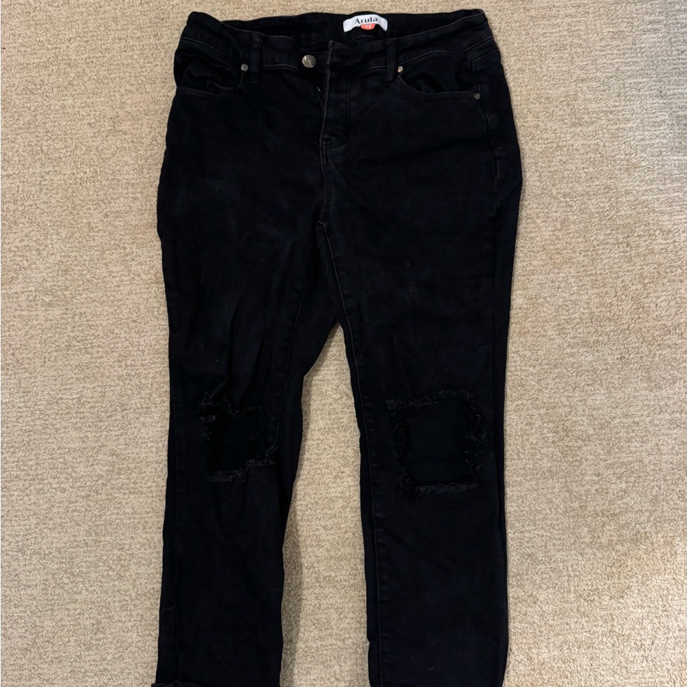 ARULA Midnight Black Distressed Pants